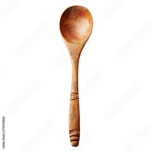 Wooden spoon isolated on transparent or white background, png