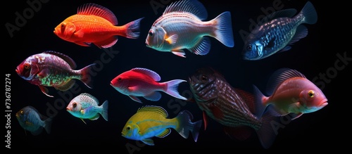 a collection of fish under deep sea water