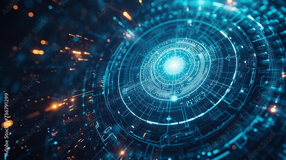 Glowing technology map circle futuristic symbol Glowing technology map circle futuristic symbol