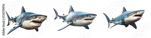 A realistic giant shark with a frontal pose  on transparency background PNG