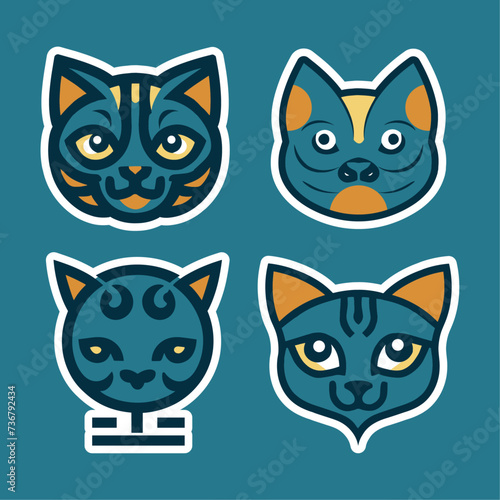 Modern and Minimalist vector logo set of cat