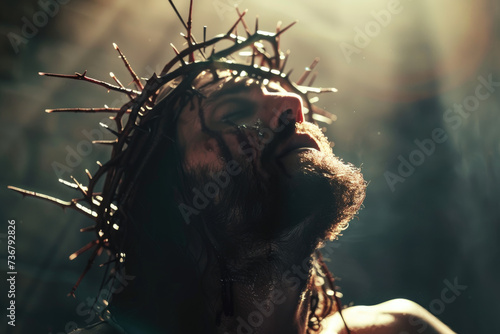 Jesus Christ wearing crown of thorns Passion and Resurection