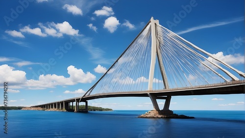 Bridges Silhouetted Against Brilliant Blue, A Stunning Contrast Against Azure Skies, Bridges Embraced by Vivid Blue Silhouettes, Bridges Stand Bold in Silhouette.