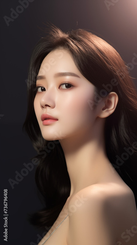 portrait of a woman, pretty korean girl, beautiful k-pop idol member, actress clear skin, cosmetics model, skincare