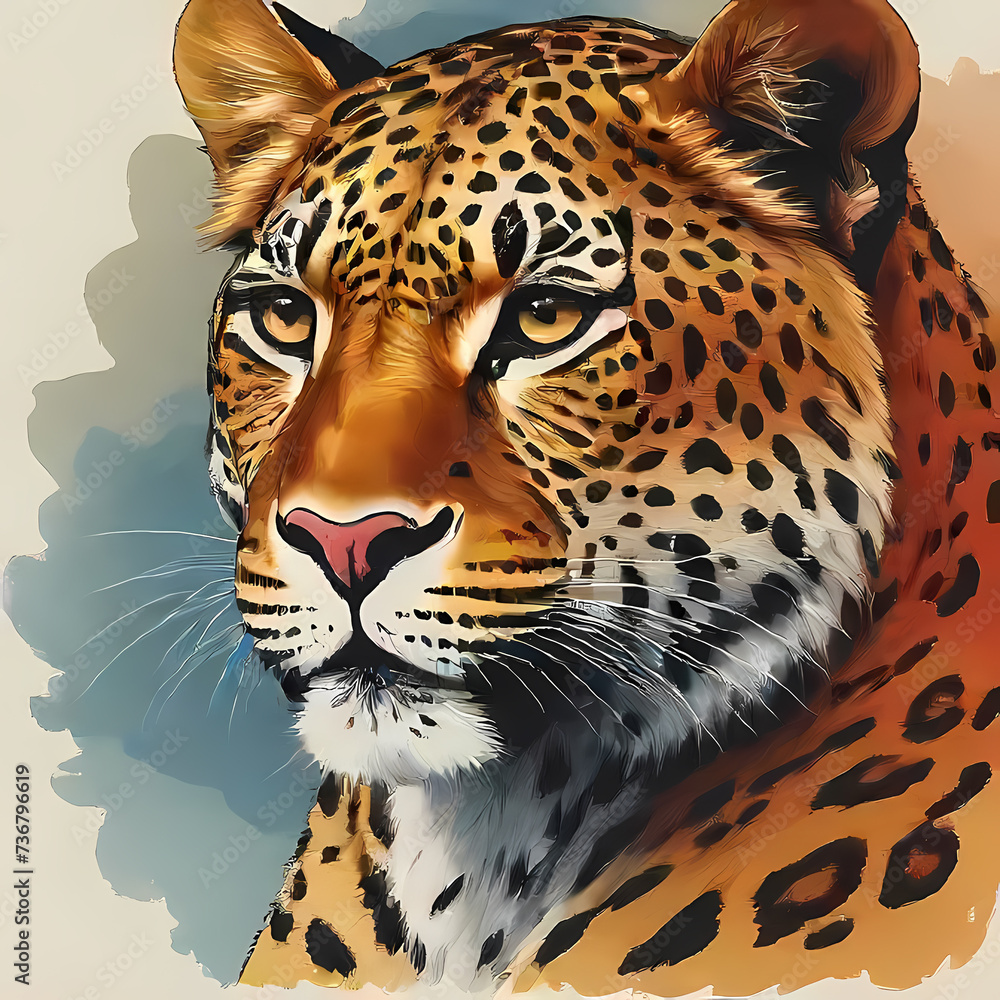 Obraz premium Leopard, logo-style