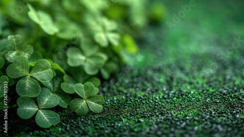 Shamrocks adorning a vibrant green background, embodying the spirit of St. Patrick's Day celebration, Ai Generated.