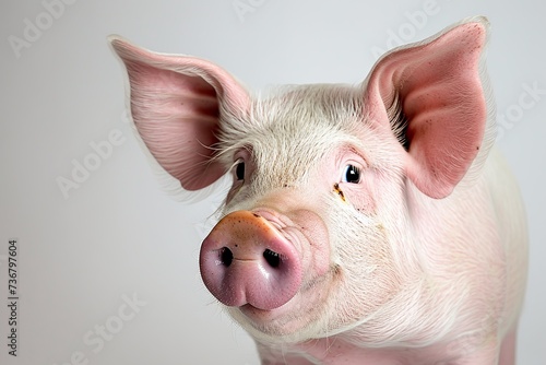 Cute pig Portrait on white background