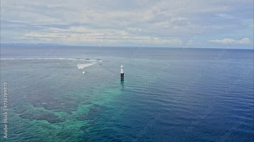 Aerial View of Beautiful Turquoise Water Sea at Senggigi Beach, Lombok Indonesia