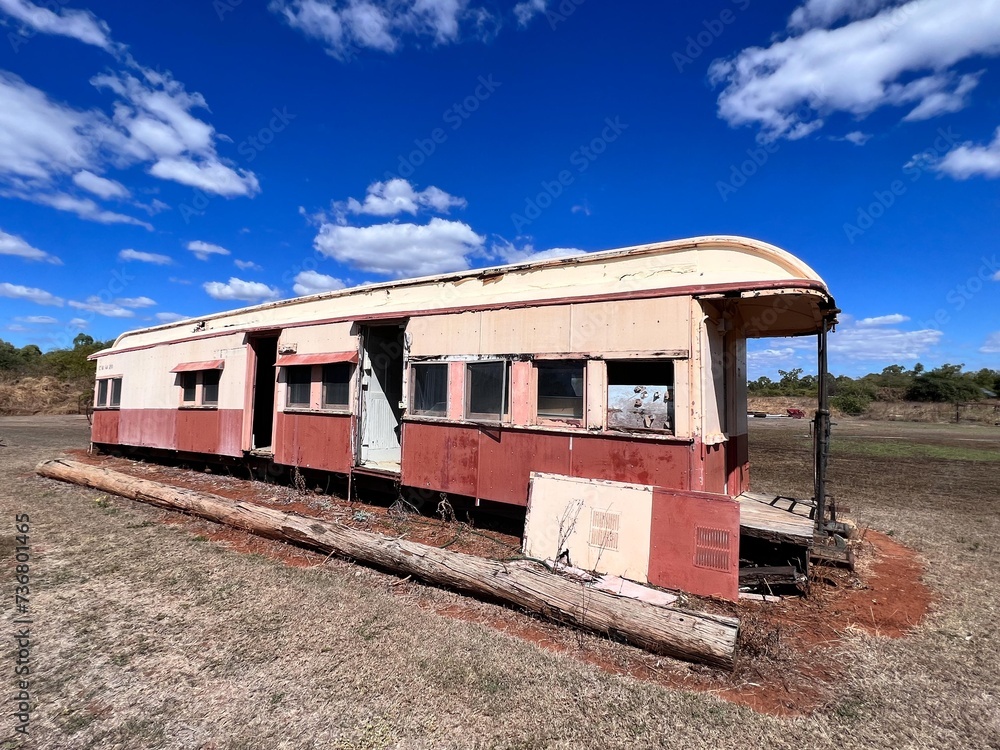 Abandoned old Australian train carriage in the outback Abandoned old Australian train carriage in the outback