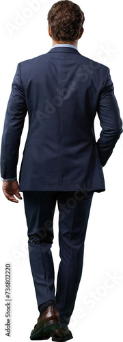 realistic business man walking back view isolated