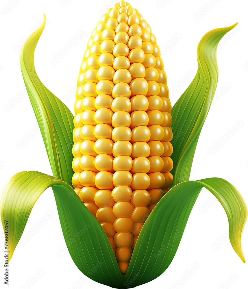 Obraz premium 3d style corn cob isolated on transparent background. PNG