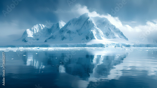 photo of a view of an iceberg with a dramatic sky as a background