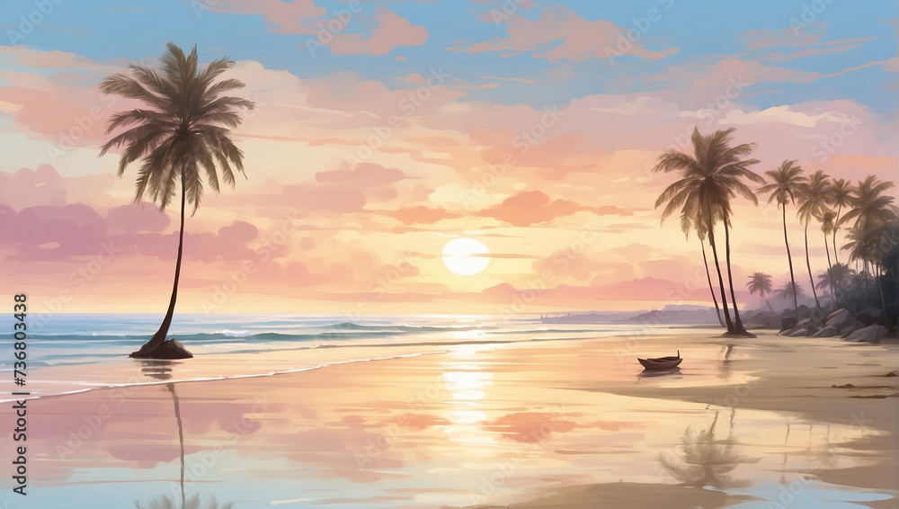 sunset on the beach,beautiful landscape