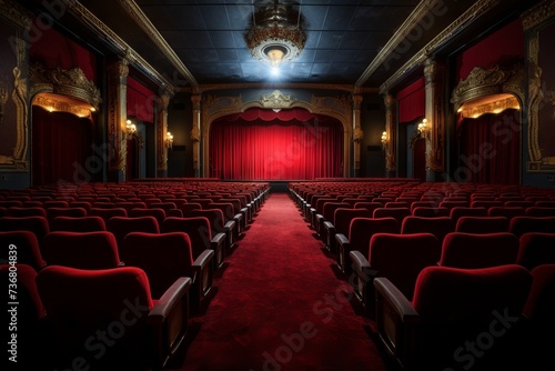 Rows of cinema seats in a classic setting