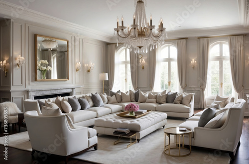 Luxury living room interior design with chandelier © Johan Wahyudi