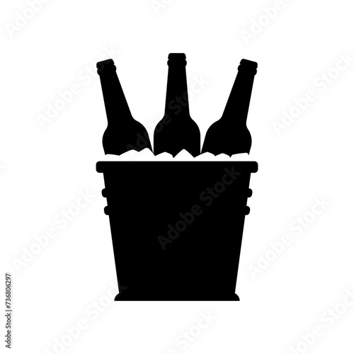 Bottles beer in a metal bucket icon vector isolated.