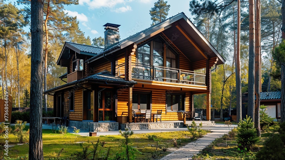 Obraz premium real estate building of modern wooden house