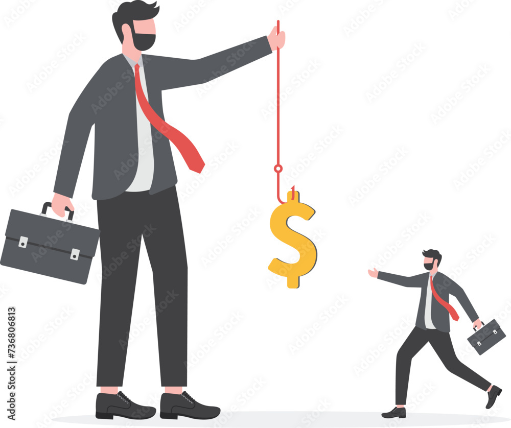 businessman running catch a dollar placed on a hook ,active income concept
businessman running catch a dollar placed on a hook ,active income concept