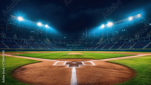 Professional baseball arena with spotlight
