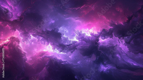The ultraviolet spectrum creates a dazzling display of cosmic energy with electrifying hues of indigo violet and fuchsia painting the celestial sky.