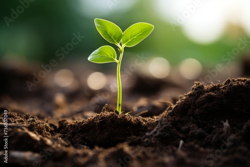 A close up of a sprout pushing through the soil  symbolizing growth and survival