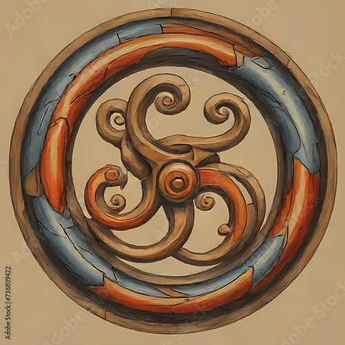 Celtic symbol, Triskelion, an ancient symbol representing spiruality,unity and three worlds photo