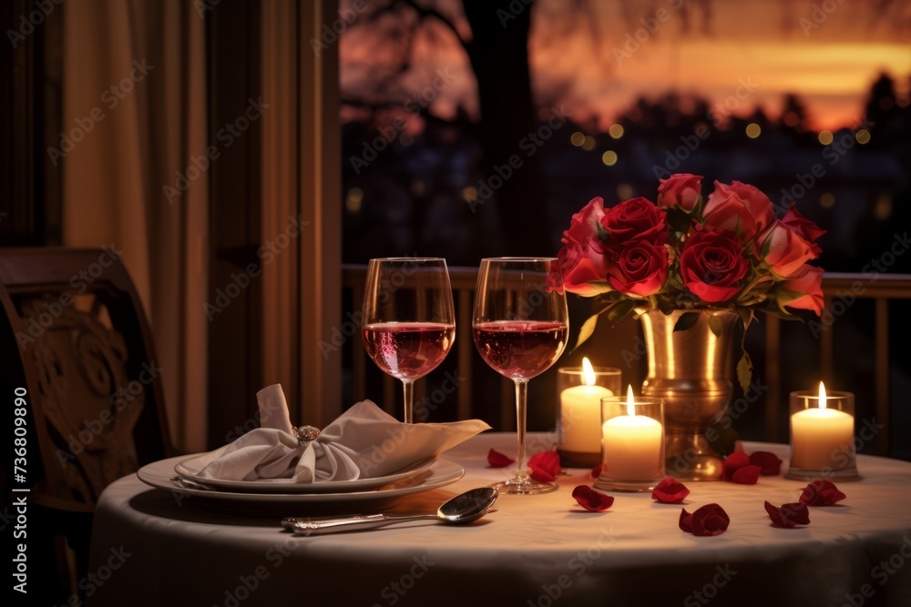 Candlelit dinner table for a romantic evening Candlelit dinner table for a romantic evening