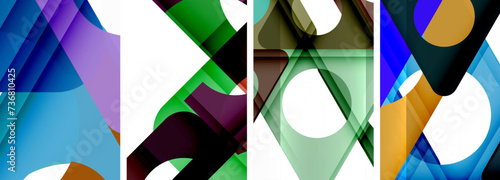 Abstract background set featuring captivating triangles. Harmonious blend of geometry and style, these designs bring modern flair