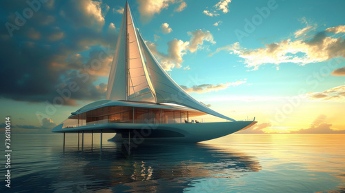 Inspired by the elegance of a sailboat this floating structure is a breathtaking blend of form and function.