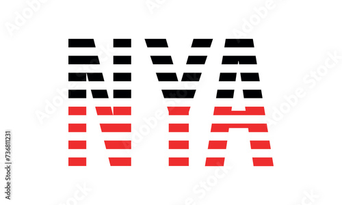 Φωτογραφία NYA three initial letter iconic line negative space minimal logo design vector template