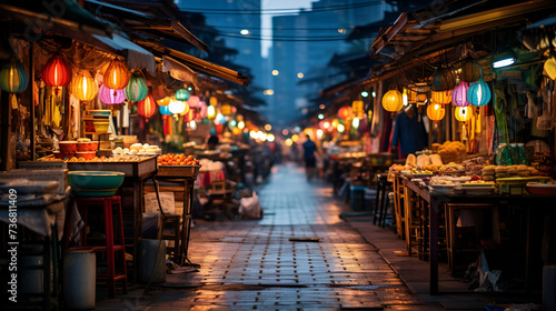 Hustle and Bustle Asian City Night Market  © Muhammad