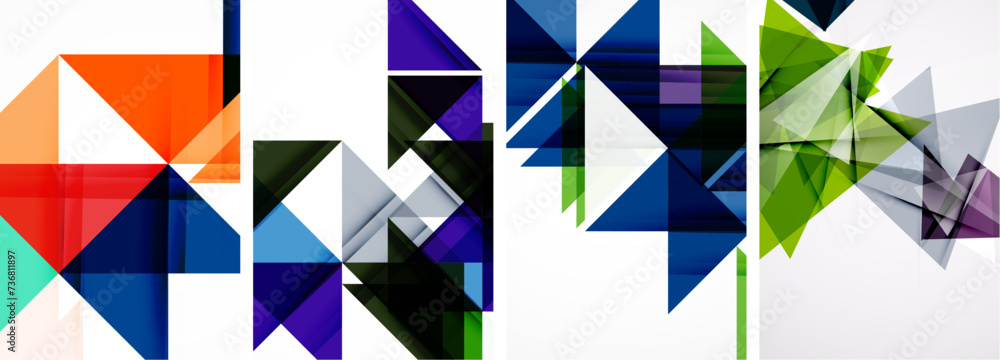 Triangle poster geometric background set Triangle poster geometric background set