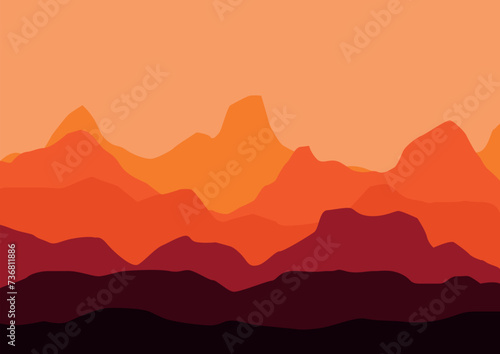 Beautiful landscape mountains. Vector illustration in flat style.