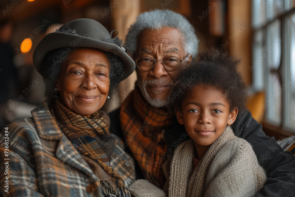 a heartwarming multigenerational family gathering in a cozy home setting emphasizing joyful interactions Include diverse ages and ethnicities showcasing a range of emotions and - obrazy, fototapety, plakaty 