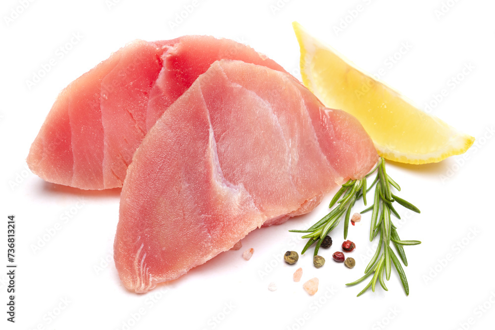 Fresh tuna Fish steak isolated on a white background Fresh tuna Fish steak isolated on a white background