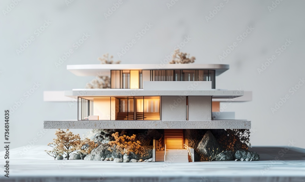 A modern house model atop textbooks against a white wall elegantly showcases the link between higher education, financial planning, and achieving personal dreams A modern house model atop textbooks against a white wall elegantly showcases the link between higher education, financial planning, and achieving personal dreams