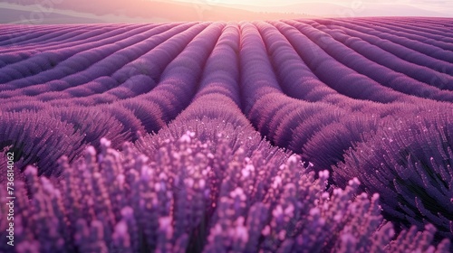 Aerial high view illustration of lavender fields beautiful. Generative AI.