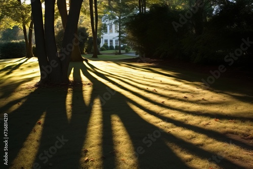 Sunlight casting long shadows in the late afternoon