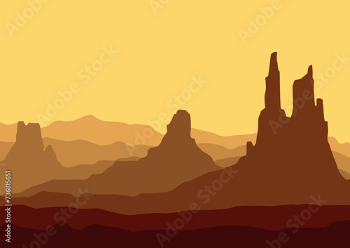 Beautiful sahara desert landscape. Vector illustration in flat style.
