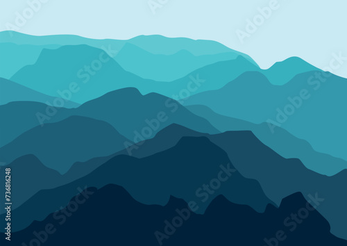 Fototapeta Naklejka Na Ścianę i Meble -  Beautiful landscape mountains. Vector illustration in flat style.