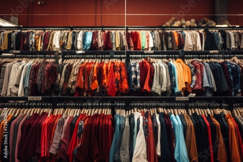 A clearance rack with marked-down clothing