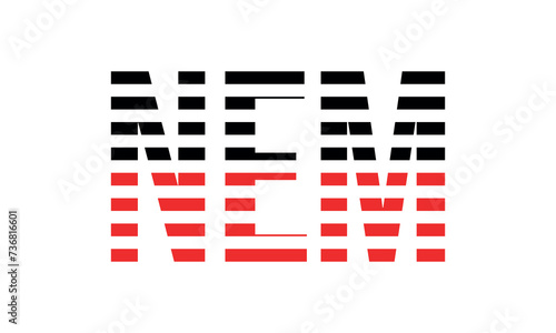 NEM three initial letter iconic line negative space minimal logo design vector template. monogram, abstract, wordmark, business, typography, minimalist, brand, company, flat, modern, unique, simple