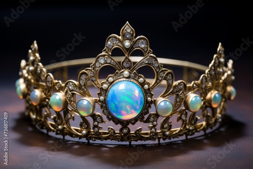 A medieval queen's crown with an opal
