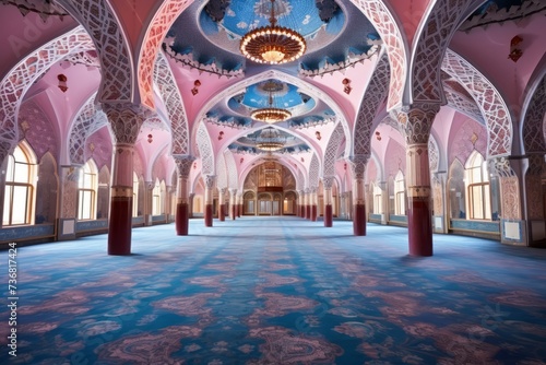 A mosque beautifully decorated for Eid prayers