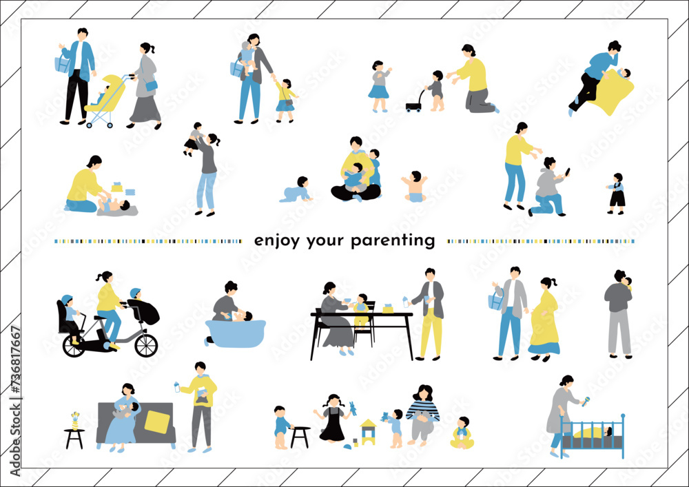 Naklejka premium 育児 子育て セット