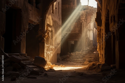 Interplay of light and shadow on an ancient ruin