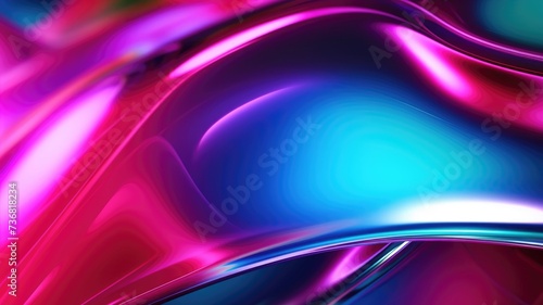 The close up of a glossy metal surface in hot pink, electric blue, and neon green colors with a soft focus. Generative AI AIG30. generative AI