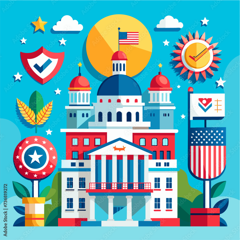 American election symbols and white house