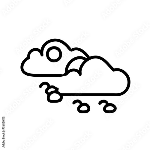 Weather line icon, cloud icon. Simple flat outline sign for web, forecast app. 