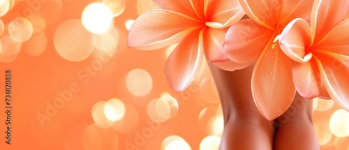 a close up of a vase with flowers on a table with blurry lights in the background and a person's legs in the foreground. photo
